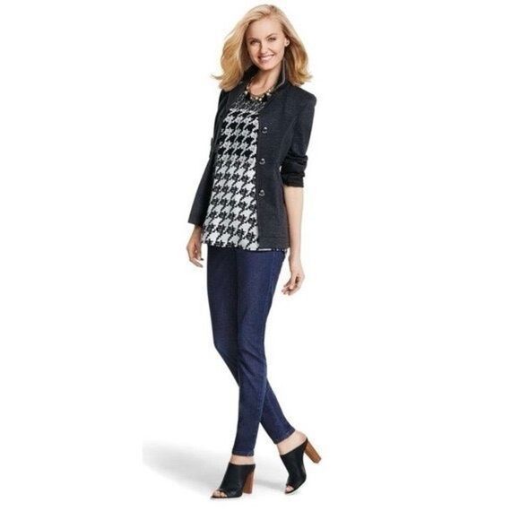 ✨Cabi Black Broken Check Houndstooth Sz Medium Blouse Tank✨ - Picture 1 of 8